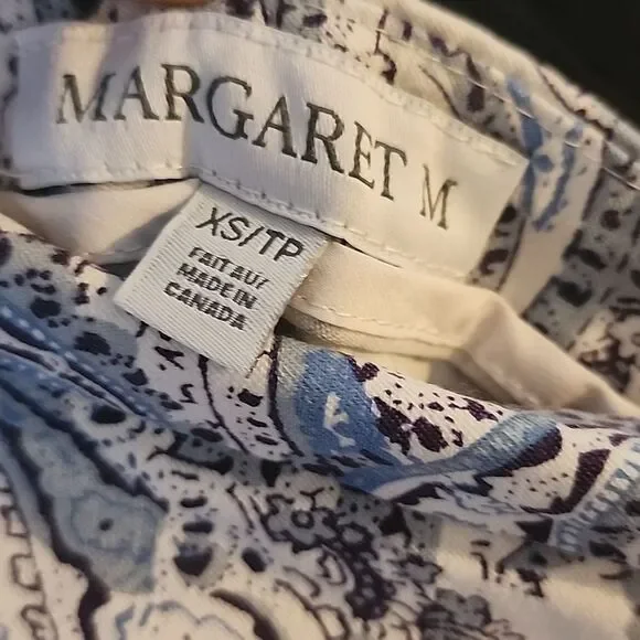 Margaret M Blue and White Paisley A-Line Skirt Size XS - Picture 2 of 4